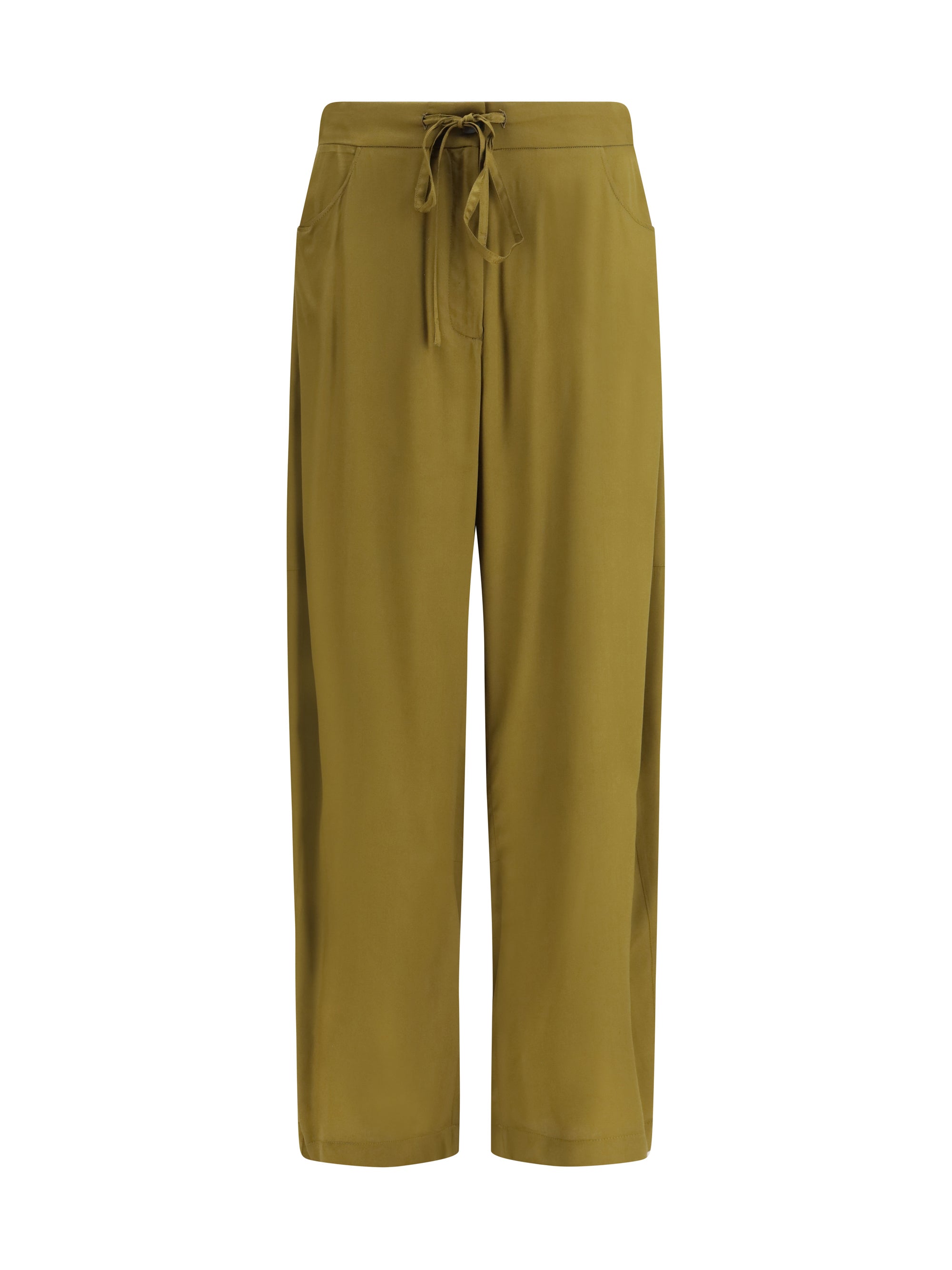 Ella Barrel Leg Drawstring Viscose Trousers — Green by Ella