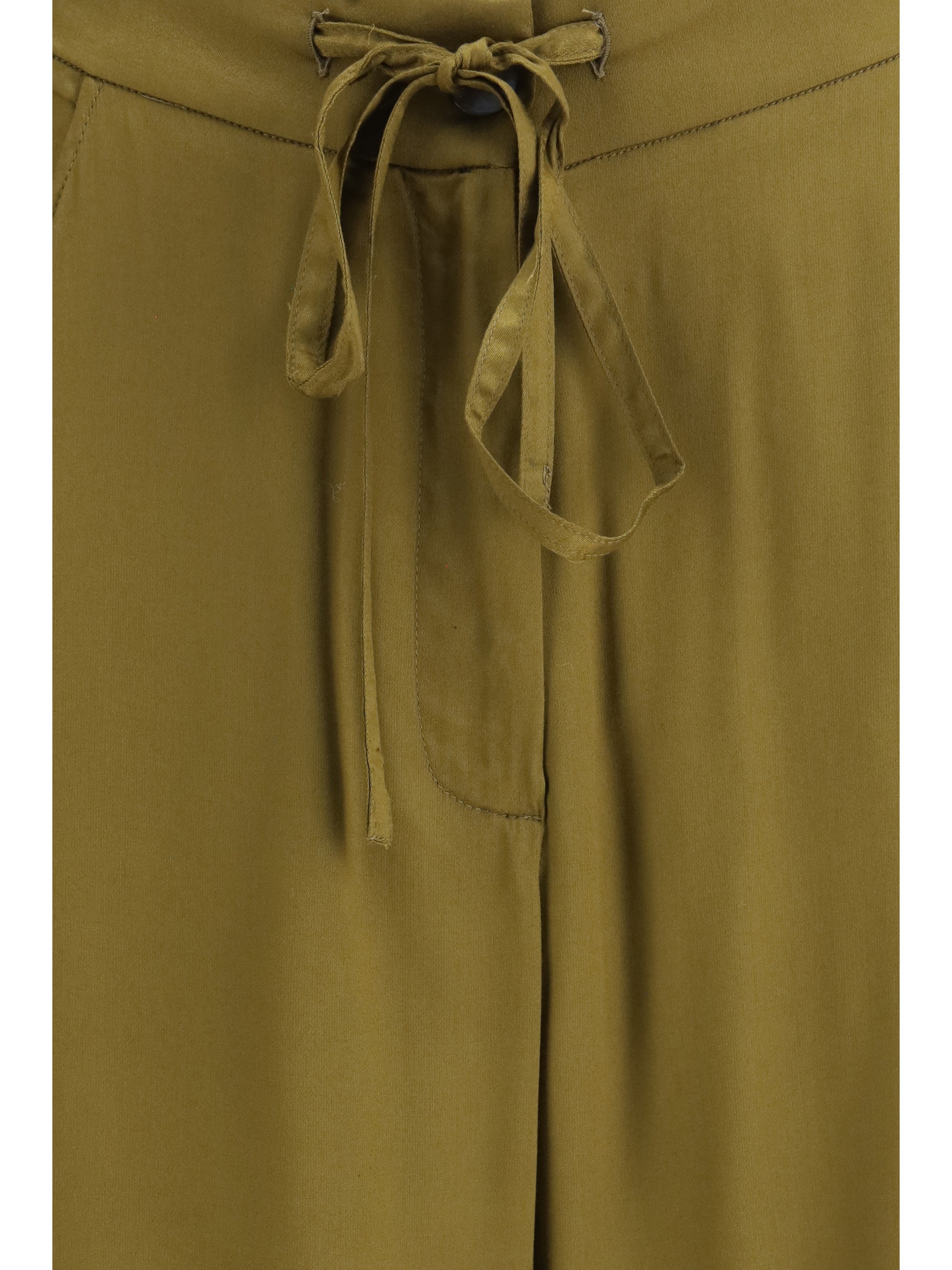 Ella Barrel Leg Drawstring Viscose Trousers — Green, view 3