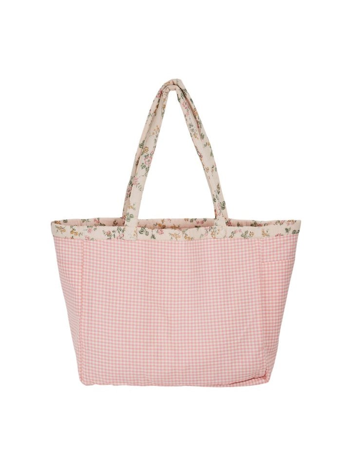 Emile & Ida Organic Cotton Checked Tote Bag — Pink by Emile & Ida