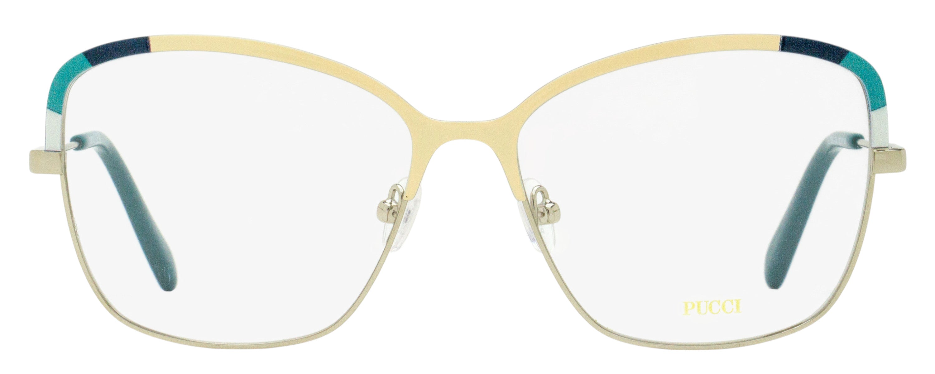 Emilio Pucci EP5202 Color-Block Metal Eyeglasses — Palladium, view 2