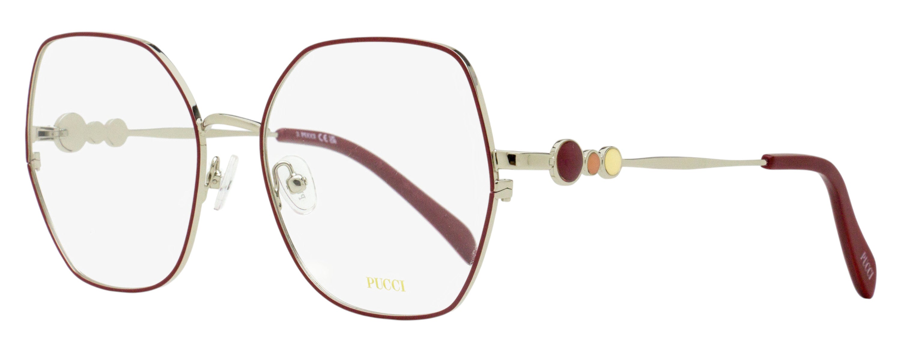 Emilio Pucci EP5204 Oversized Octagonal Eyeglasses — Burgundy by Emilio Pucci