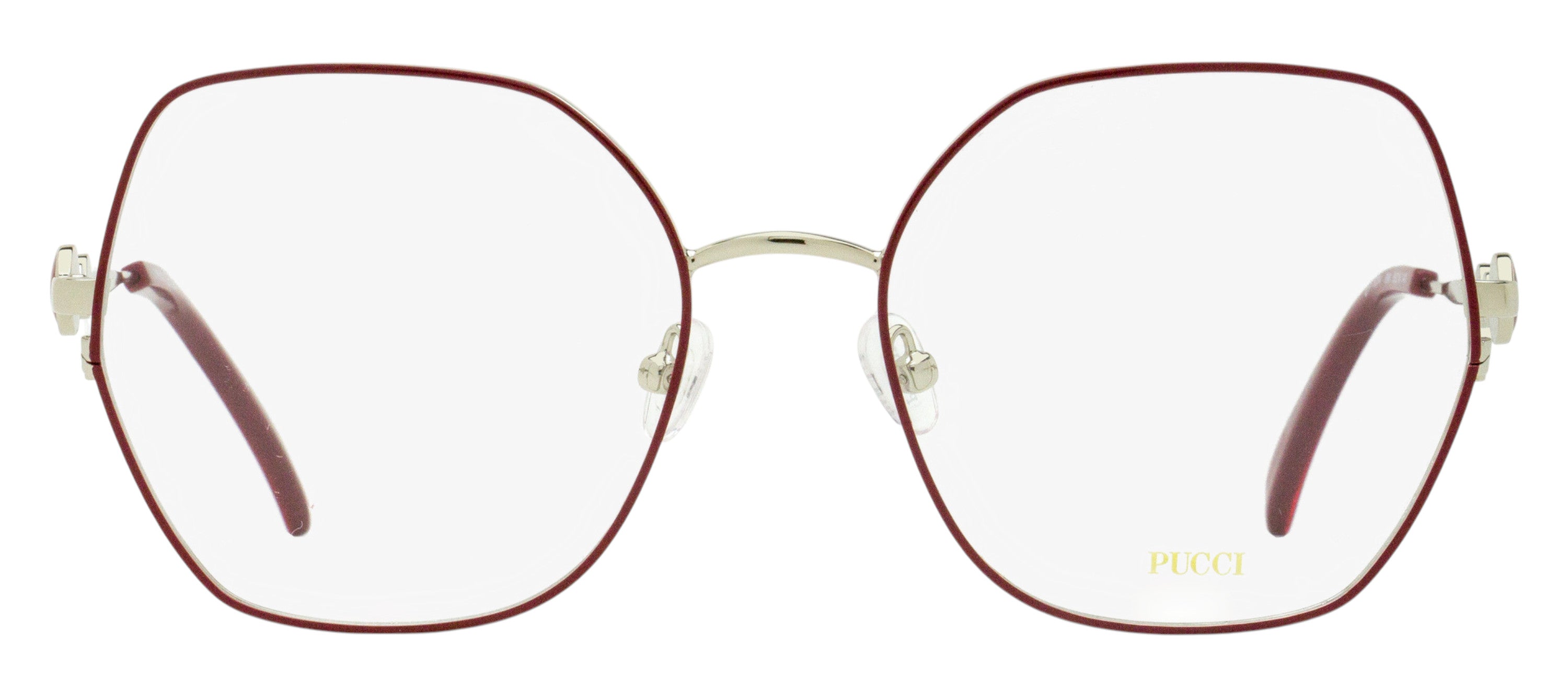 Emilio Pucci EP5204 Oversized Octagonal Eyeglasses — Burgundy, view 2