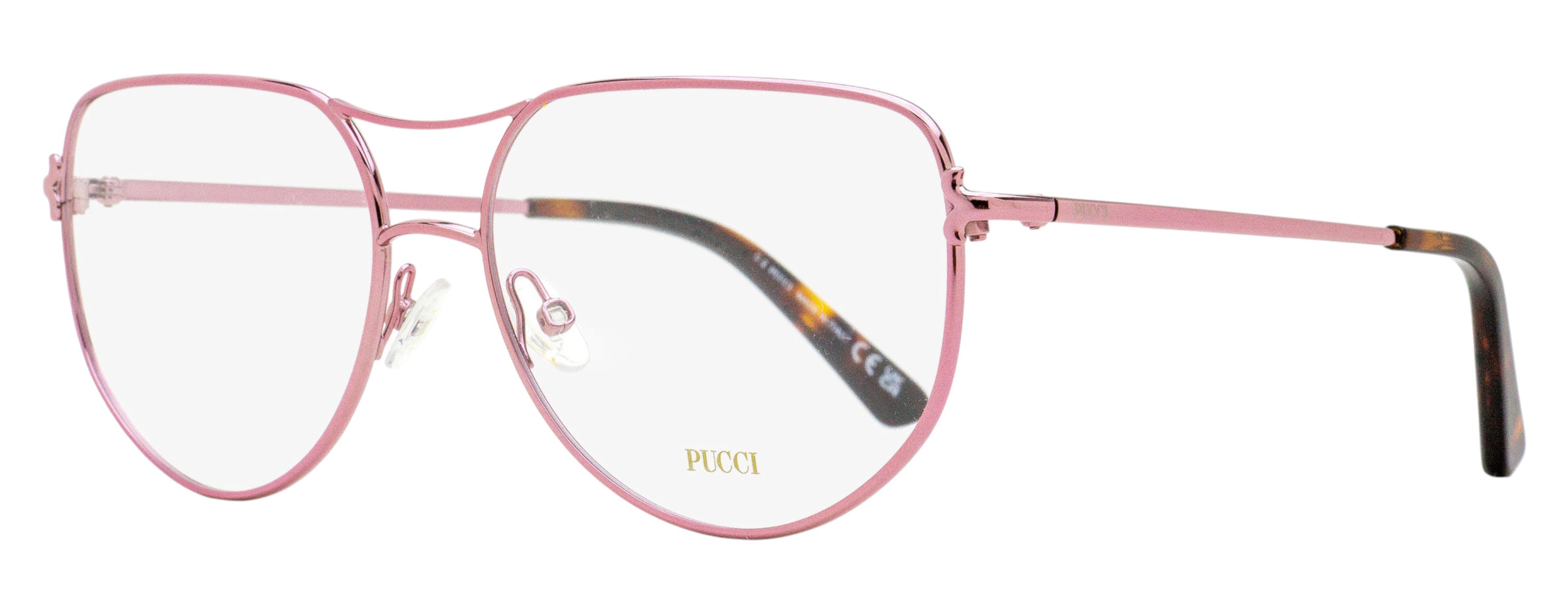 Emilio Pucci EP5247 Clip-On Metal Aviator Eyeglasses — Pink by Emilio Pucci