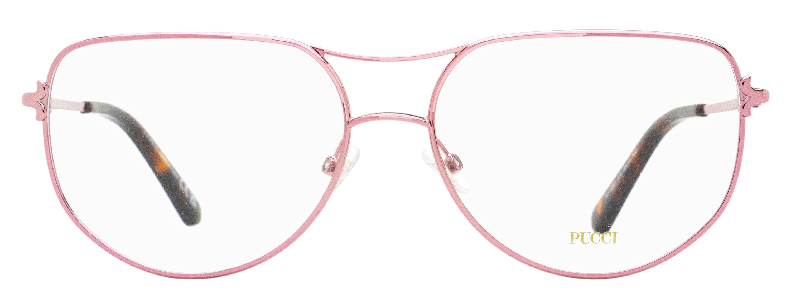 Emilio Pucci EP5247 Clip-On Metal Aviator Eyeglasses — Pink, view 3