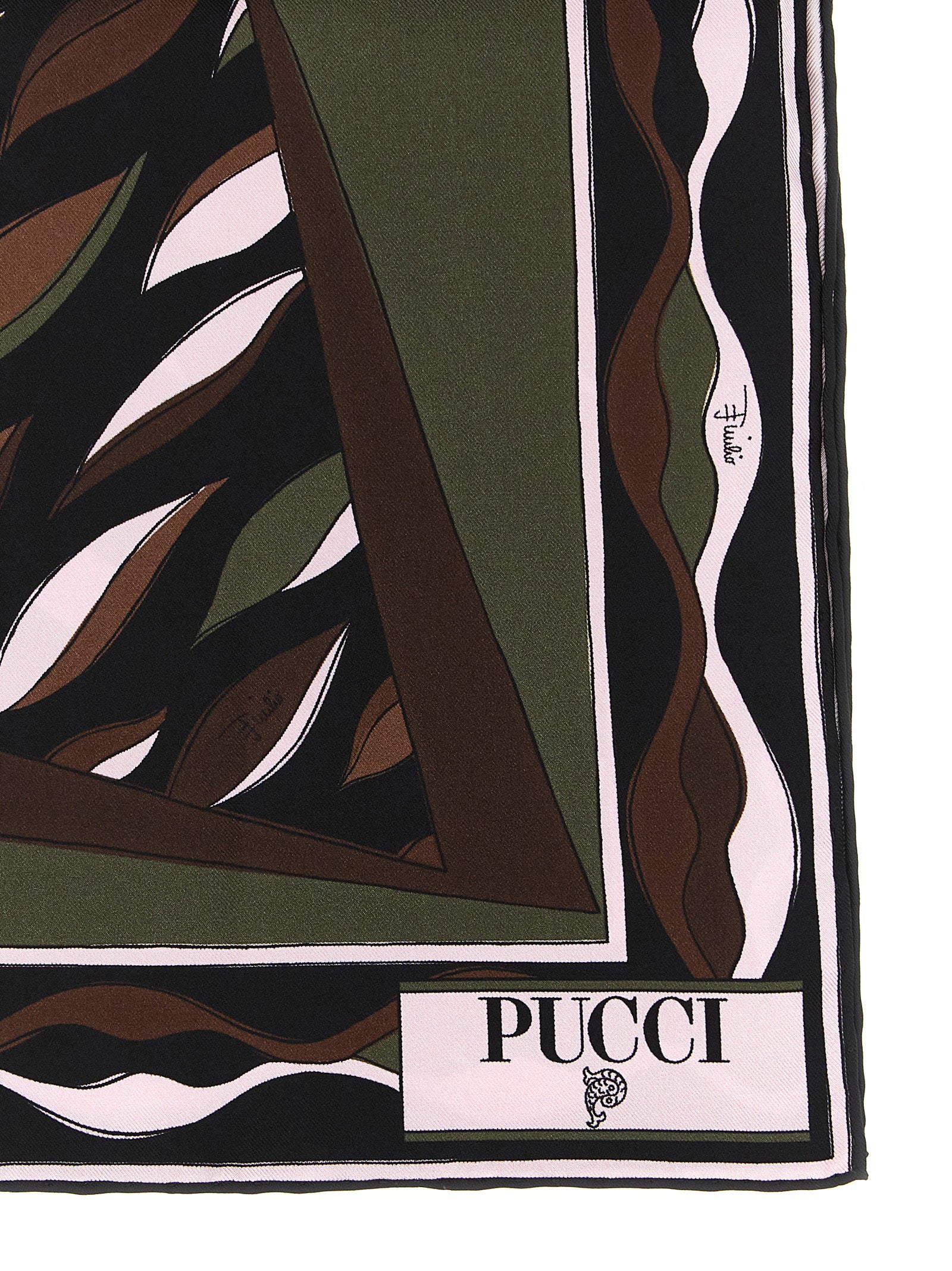 Emilio Pucci Fiamme and Nawaho Print Silk Scarf — Black, view 2