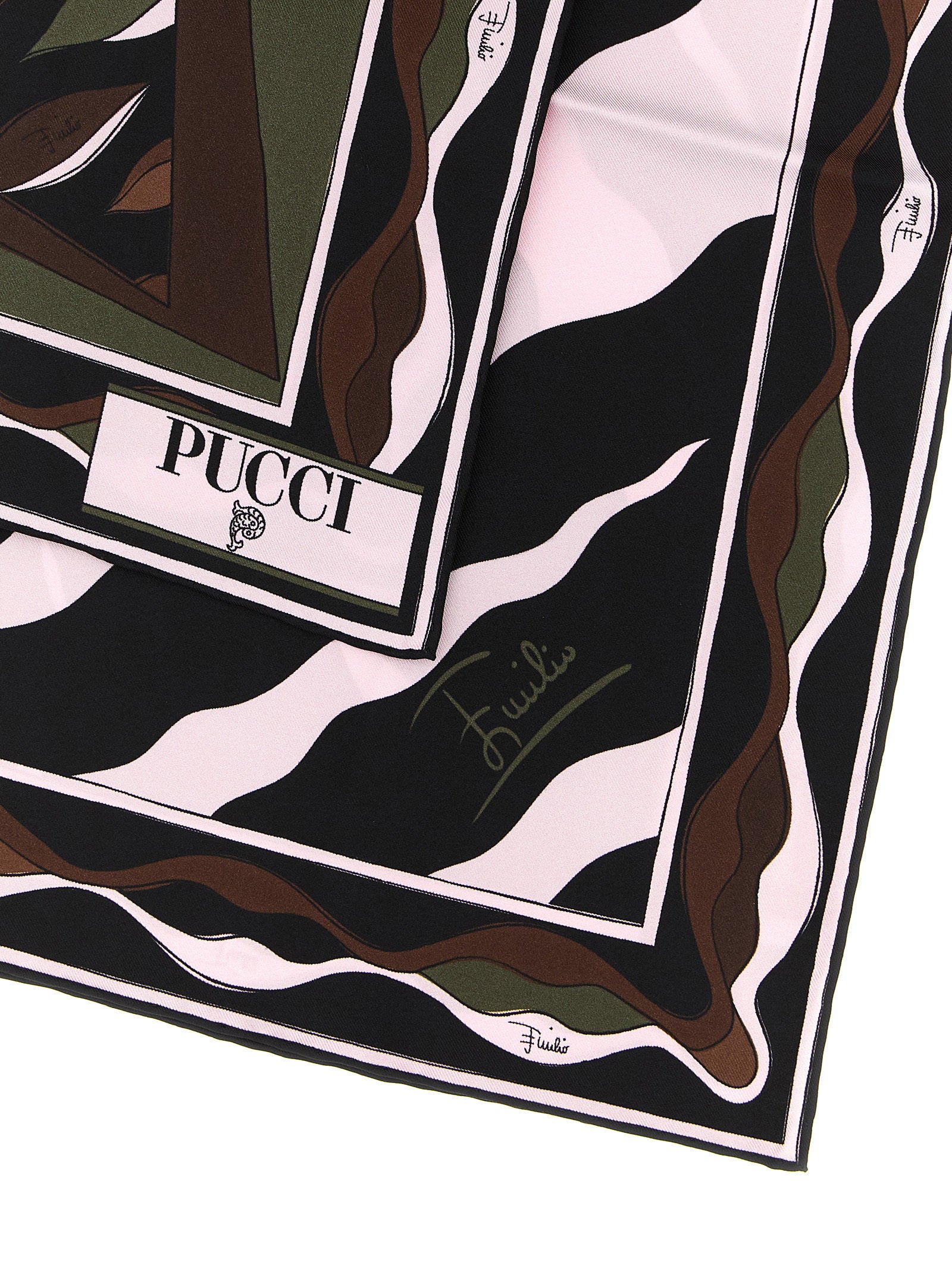 Emilio Pucci Fiamme and Nawaho Print Silk Scarf — Black, view 3