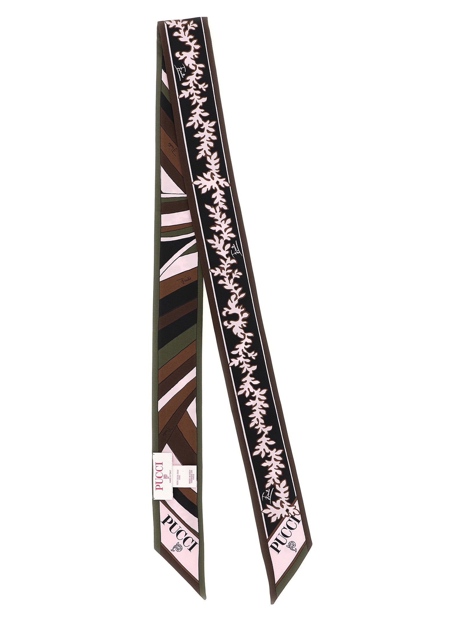 Emilio Pucci Mixed-Print Silk Twill Scarf — Black, view 2