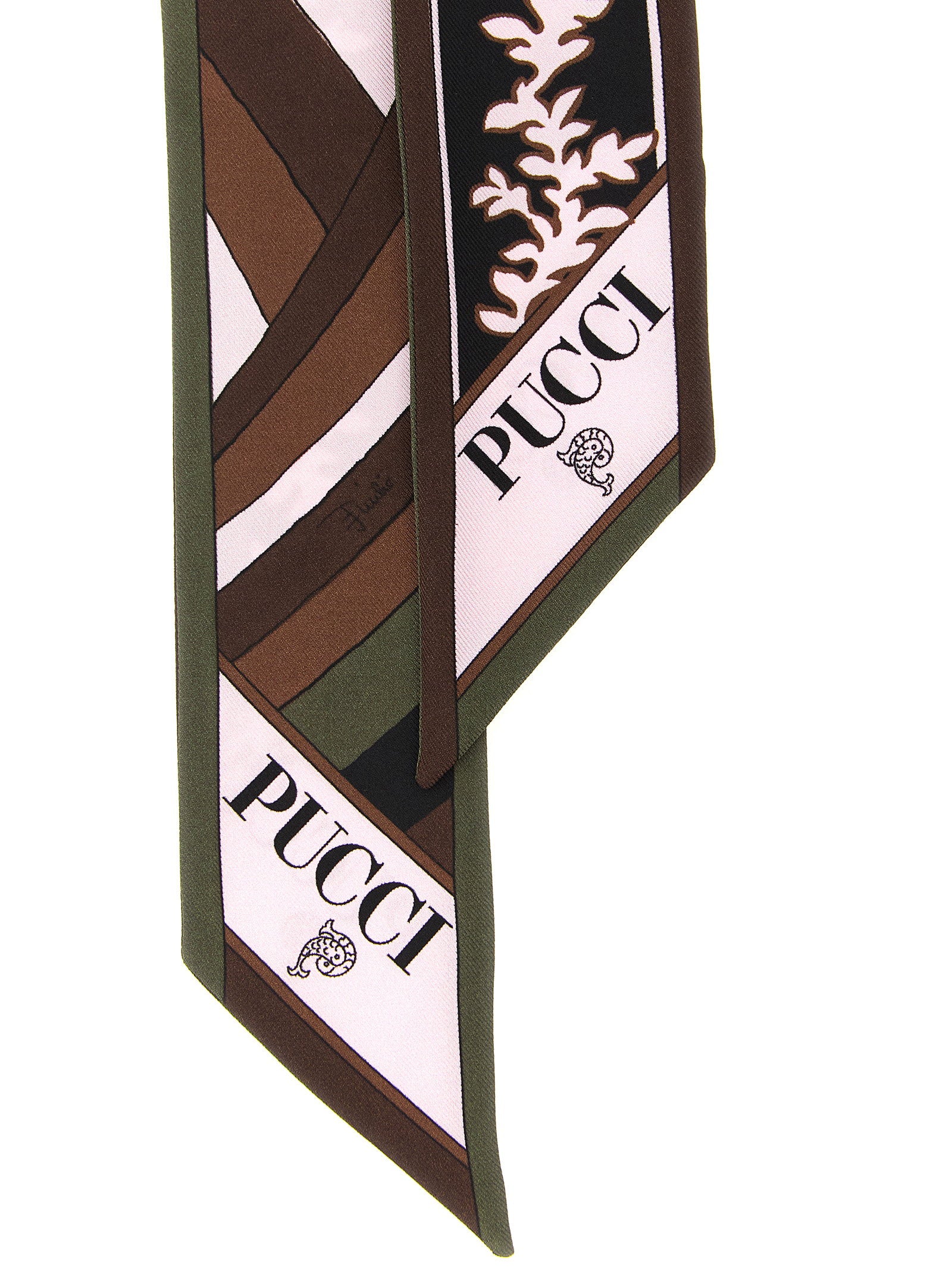 Emilio Pucci Mixed-Print Silk Twill Scarf — Black, view 3