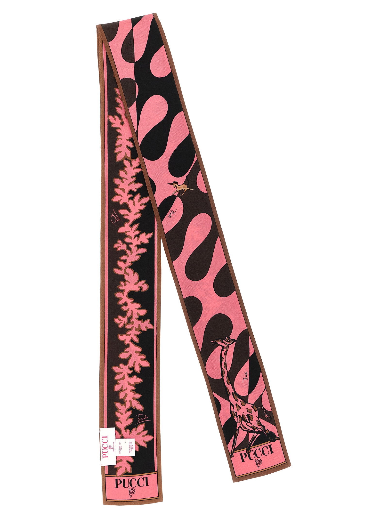 Emilio Pucci Mixed-Print Silk Twill Scarf — Pink, view 2