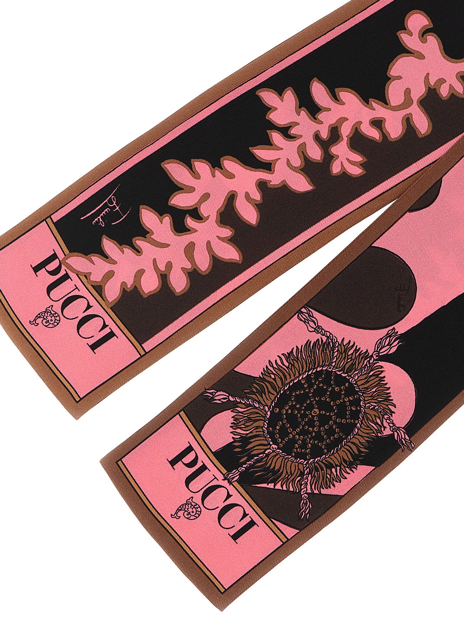 Emilio Pucci Mixed-Print Silk Twill Scarf — Pink, view 3