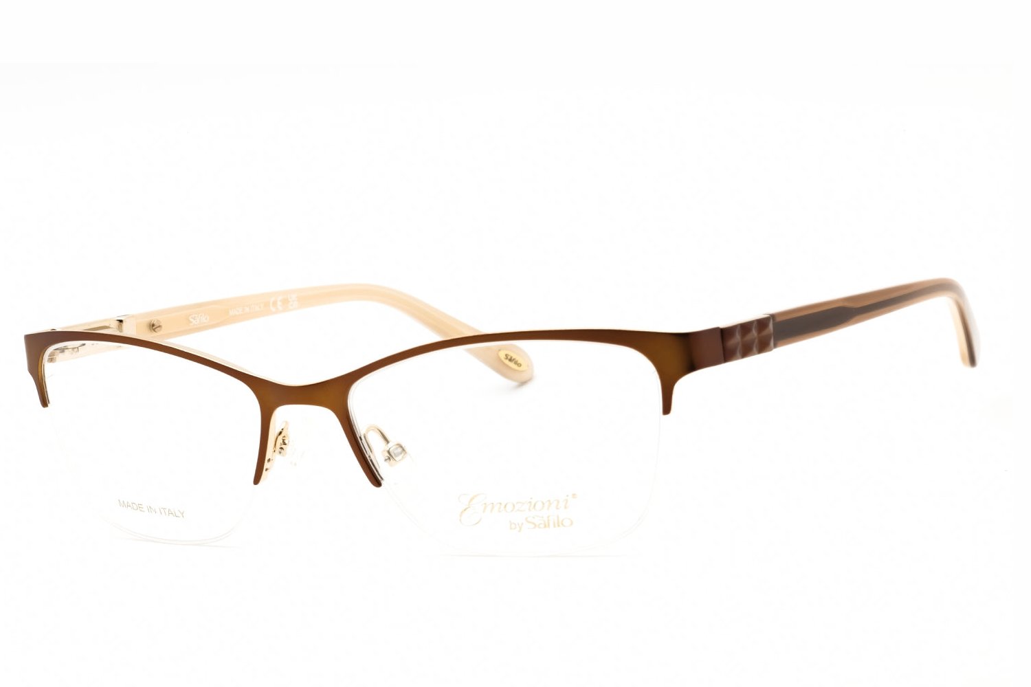 Emozioni 4379 Cat Eye Stainless Steel Eyeglasses — Brown by Emozioni
