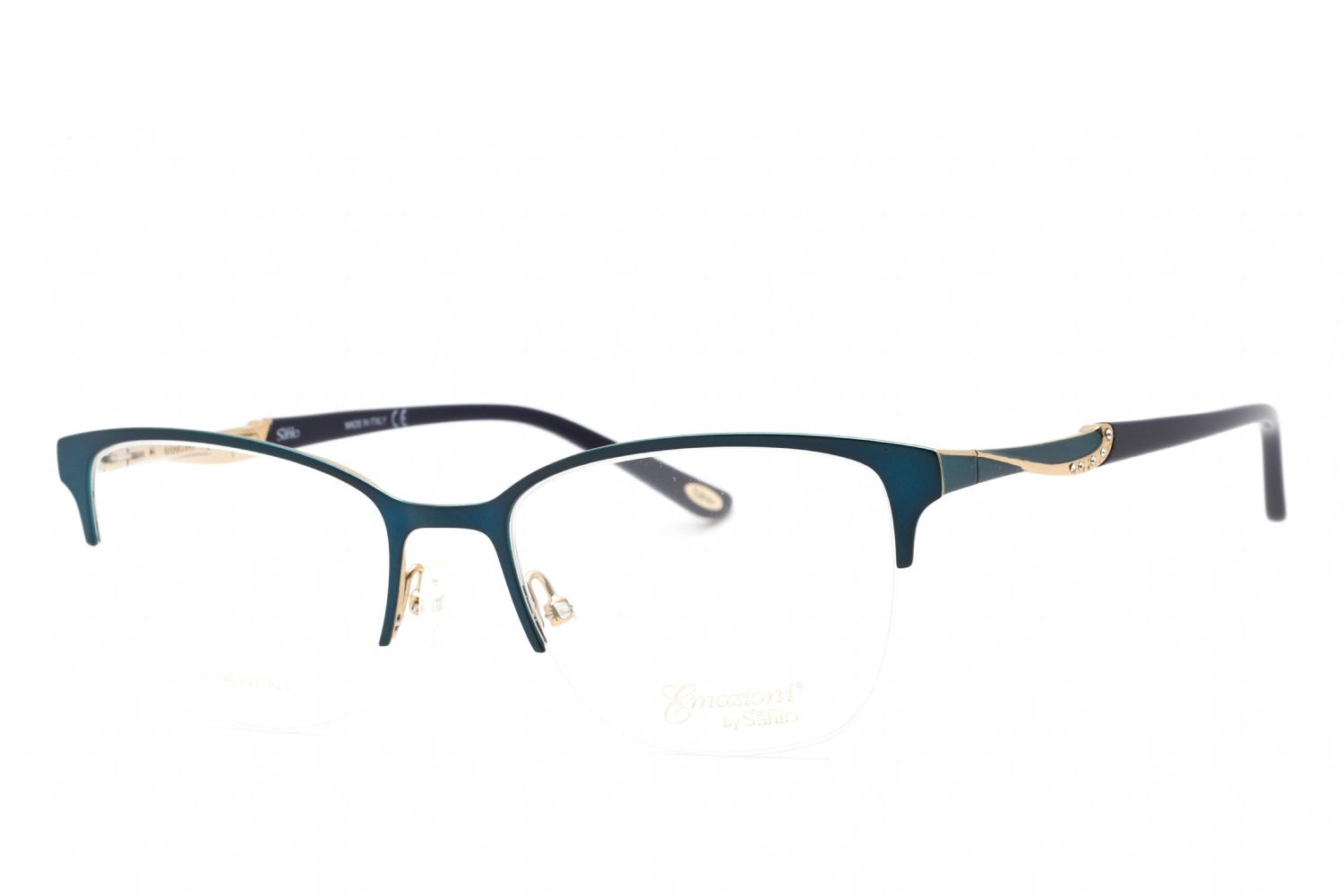 Emozioni EM4396 Metal Oval-Frame Eyeglasses — Teal by Emozioni