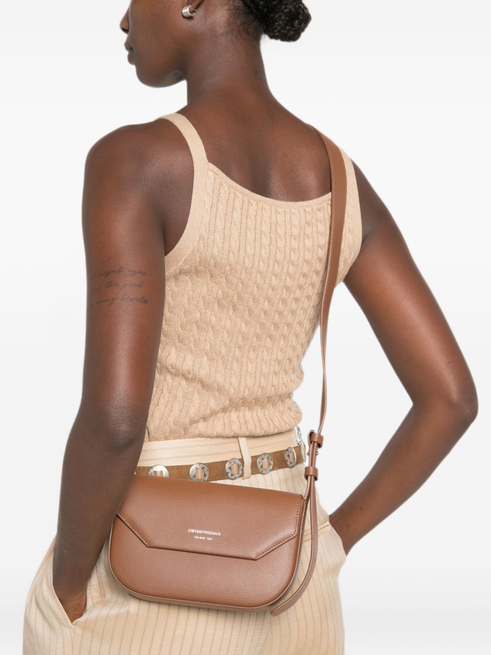 Emporio Armani Leather Crossbody Bag — Brown, view 4