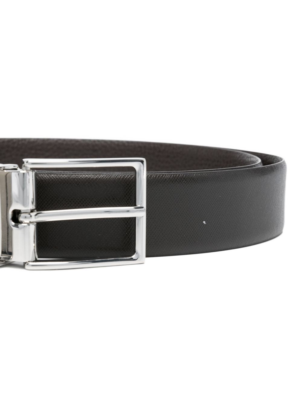 EMPORIO ARMANI EXCLUSIVE Reversible Saffiano Leather Belt — Black, view 2