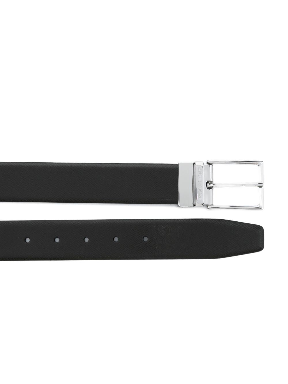 EMPORIO ARMANI EXCLUSIVE Reversible Saffiano Leather Belt — Black, view 3