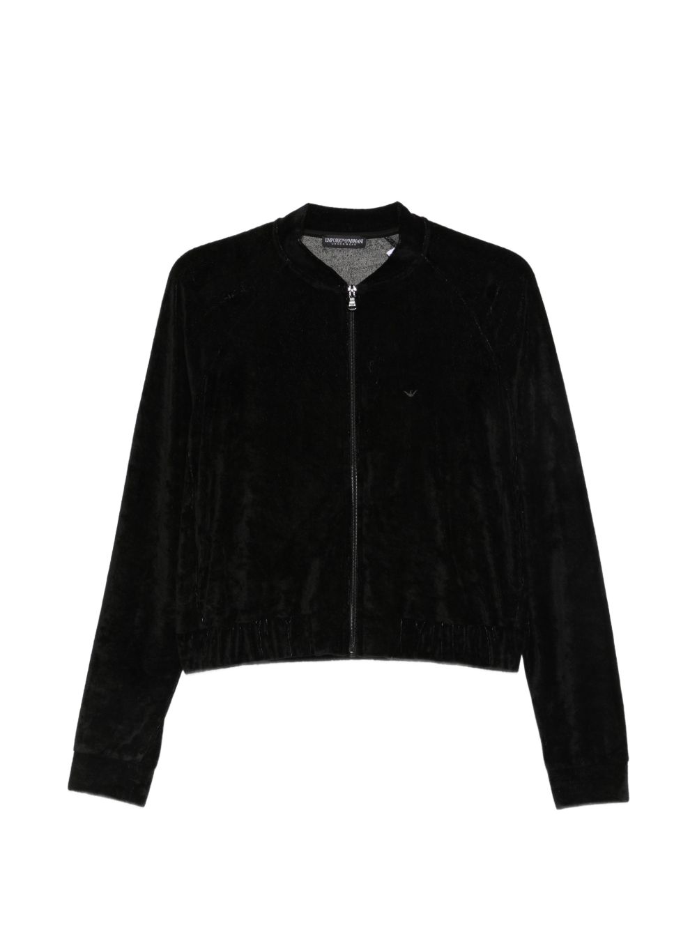 Emporio Armani Velvet Zip-Front Sweatshirt — Black by Emporio Armani