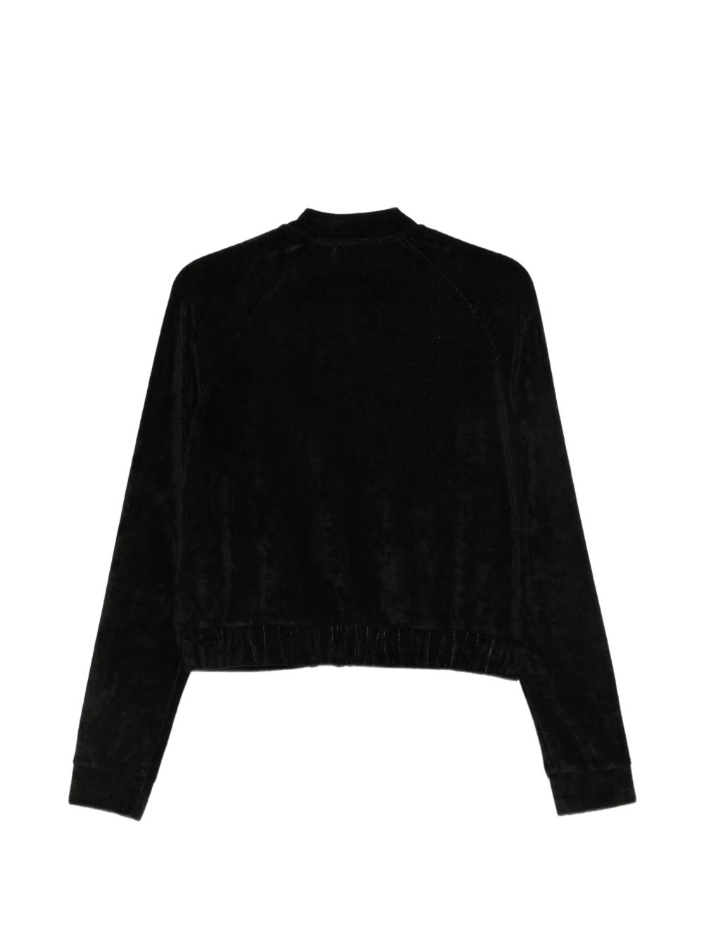 Emporio Armani Velvet Zip-Front Sweatshirt — Black, view 2