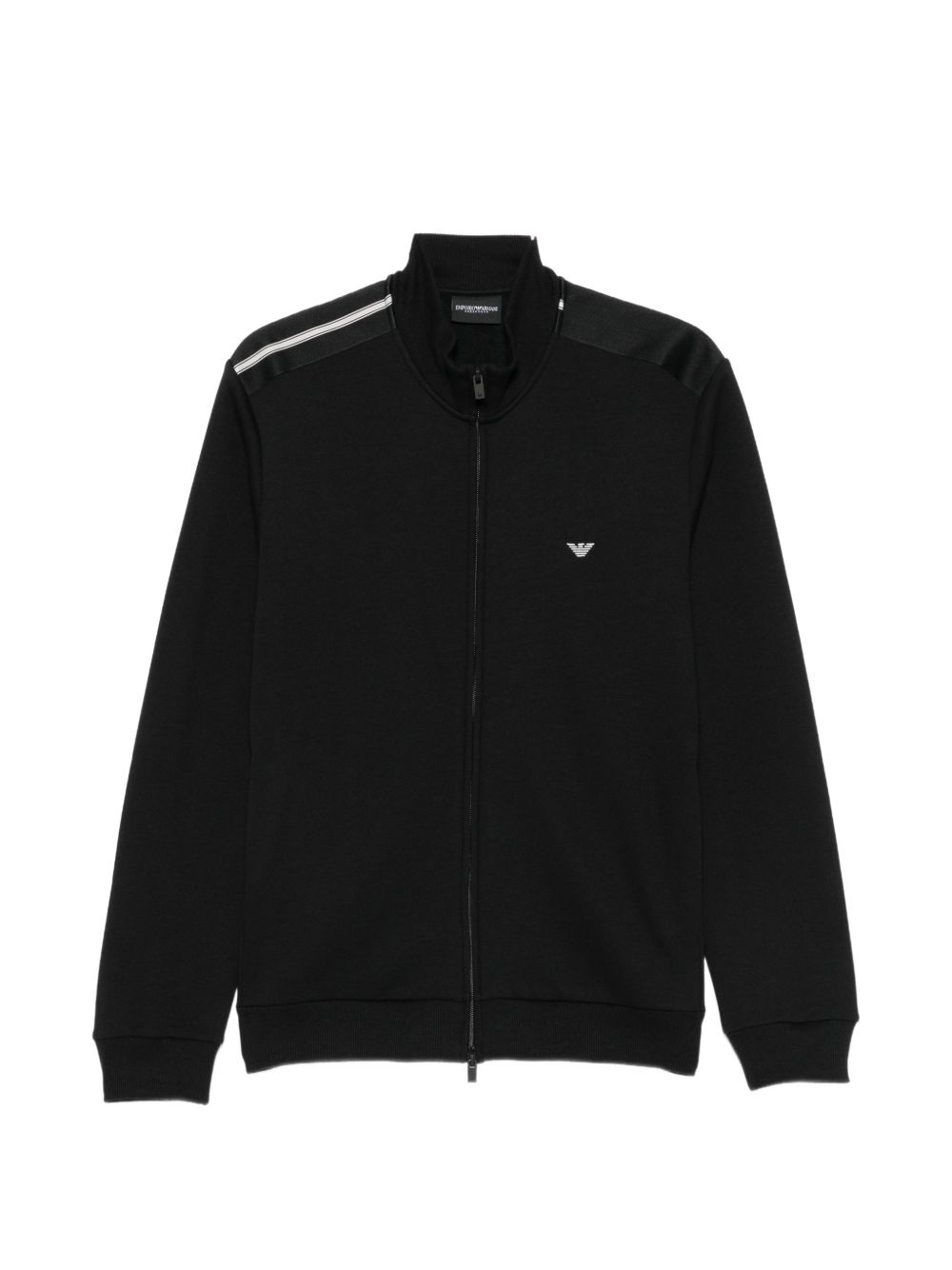 Emporio Armani Logo-Plaque Striped-Trim Sweatshirt — Black by Emporio Armani