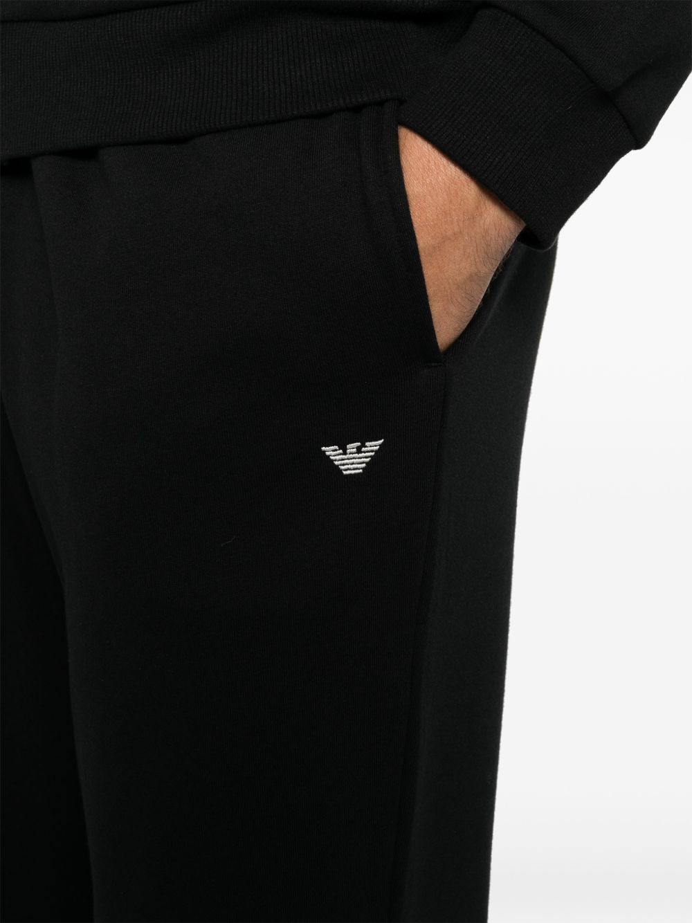 Emporio Armani Logo-Plaque Striped-Trim Sweatshirt — Black, view 5