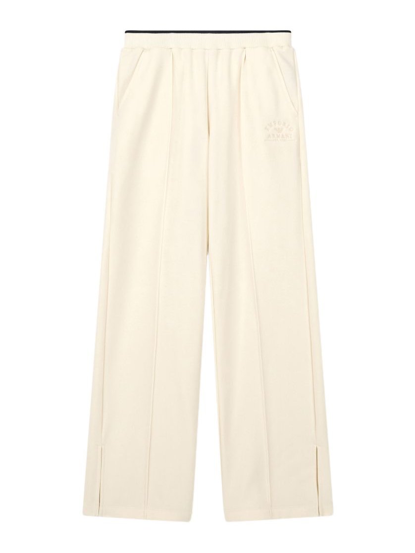 Emporio Armani Wide-Leg Terry Jersey Trousers — White by Emporio Armani