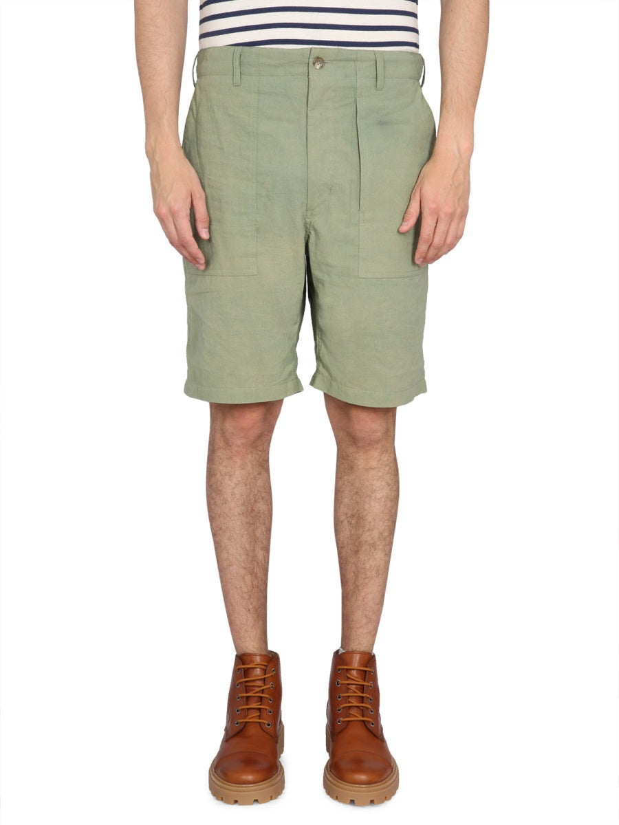 Engineered Garments Cotton Fatigue Bermuda Shorts — Green, view 2