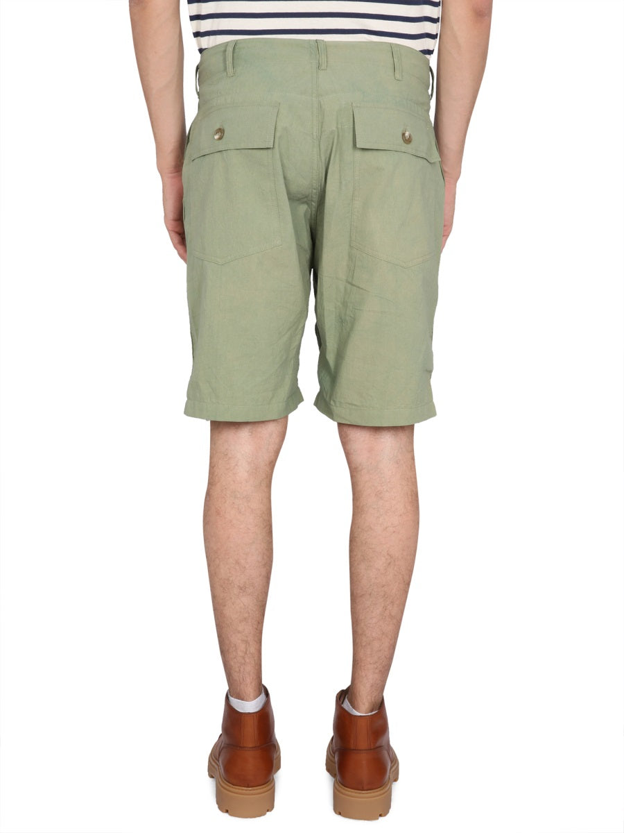 Engineered Garments Cotton Fatigue Bermuda Shorts — Green, view 4