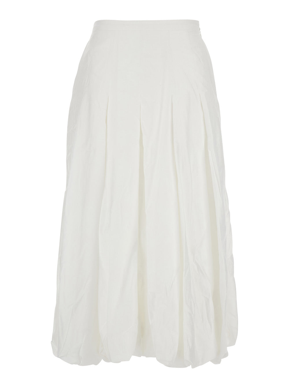 Epingler Pleated Balloon-Hem Viscose Skirt — White by Epingler