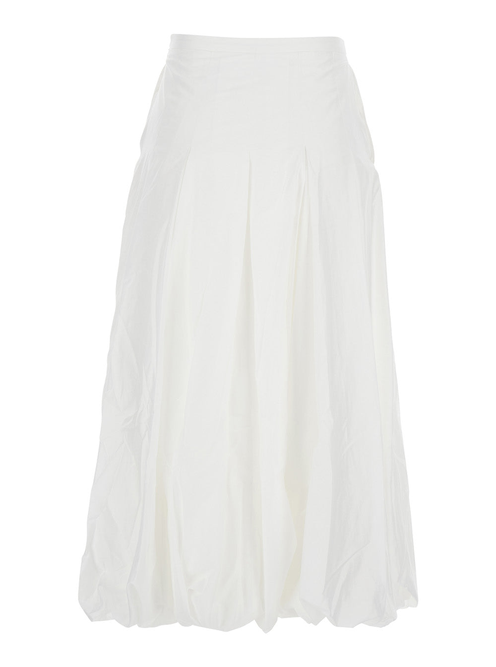 Epingler Pleated Balloon-Hem Viscose Skirt — White, view 2