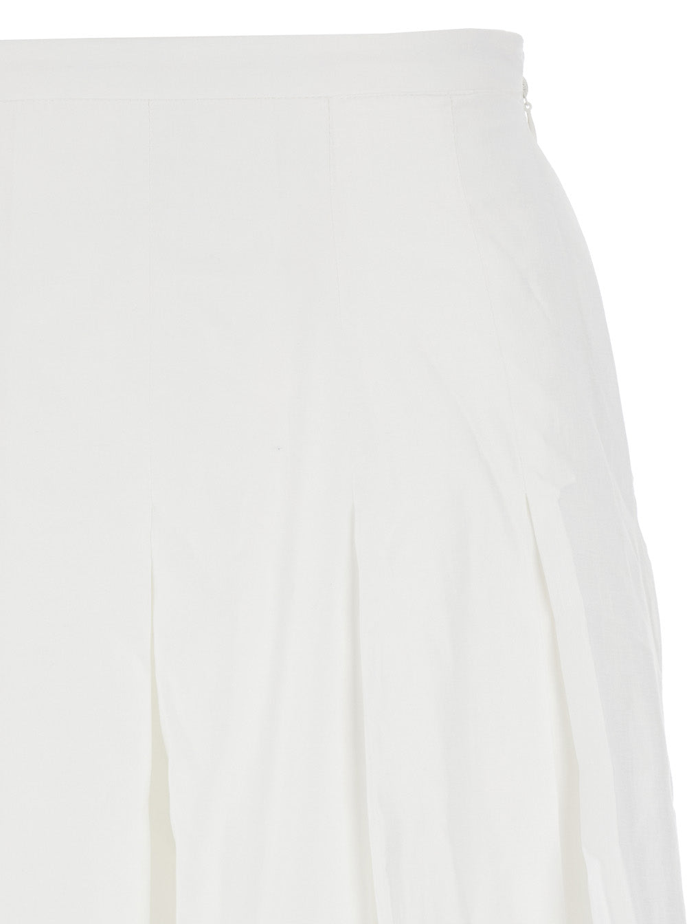 Epingler Pleated Balloon-Hem Viscose Skirt — White, view 3