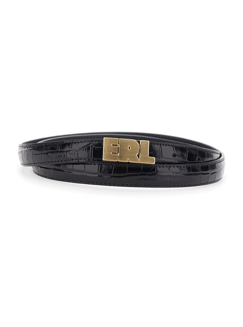 Erl Croc-Embossed Leather Belt — Black by Erl