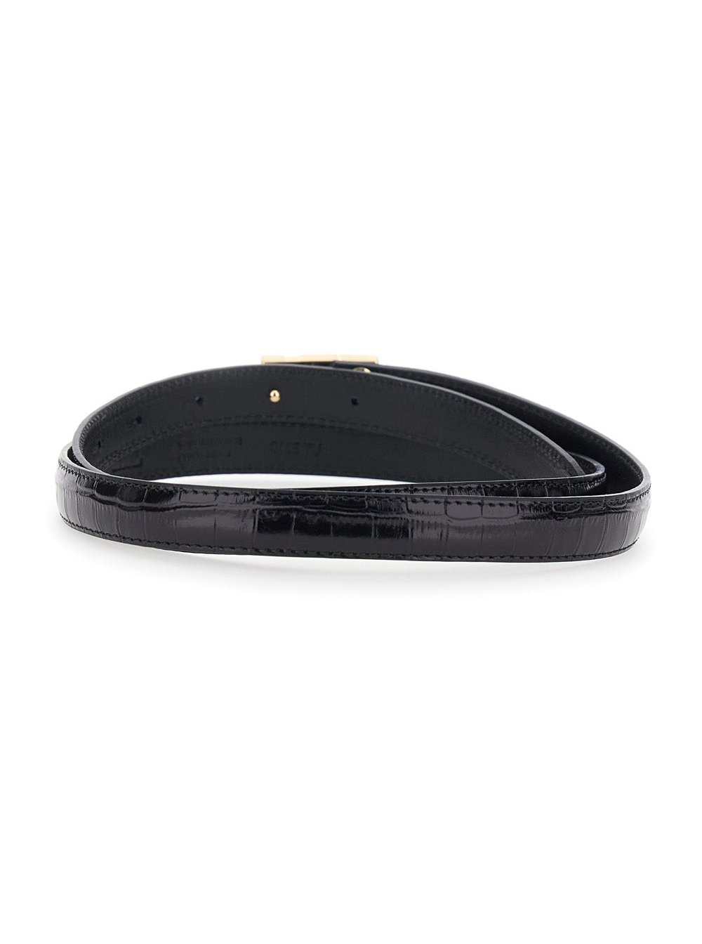 Erl Croc-Embossed Leather Belt — Black, view 2