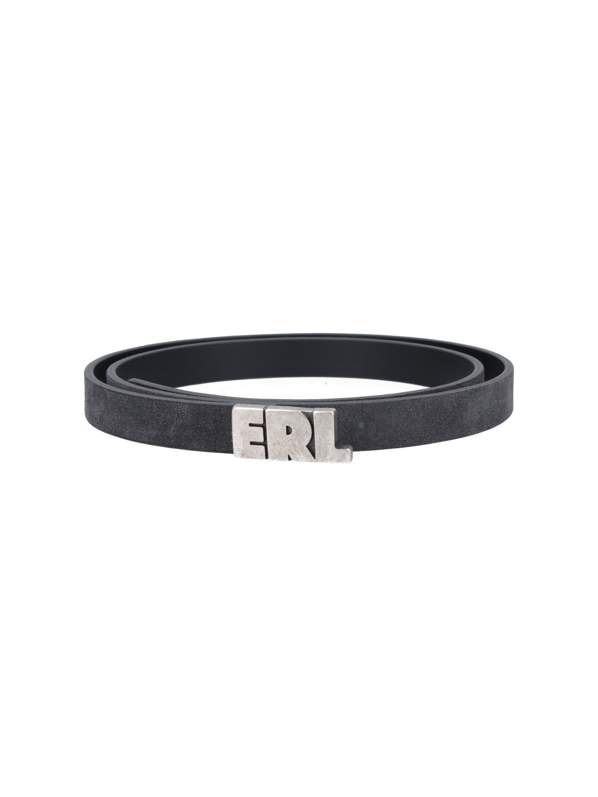 Erl Leather with Logo Buckle Belt — Gray by Erl