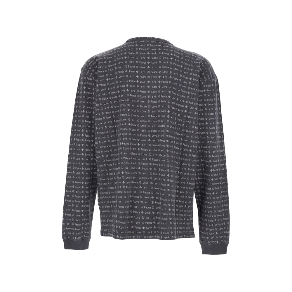 Erl Logo-Patterned Cotton Sweater — Brown, view 3