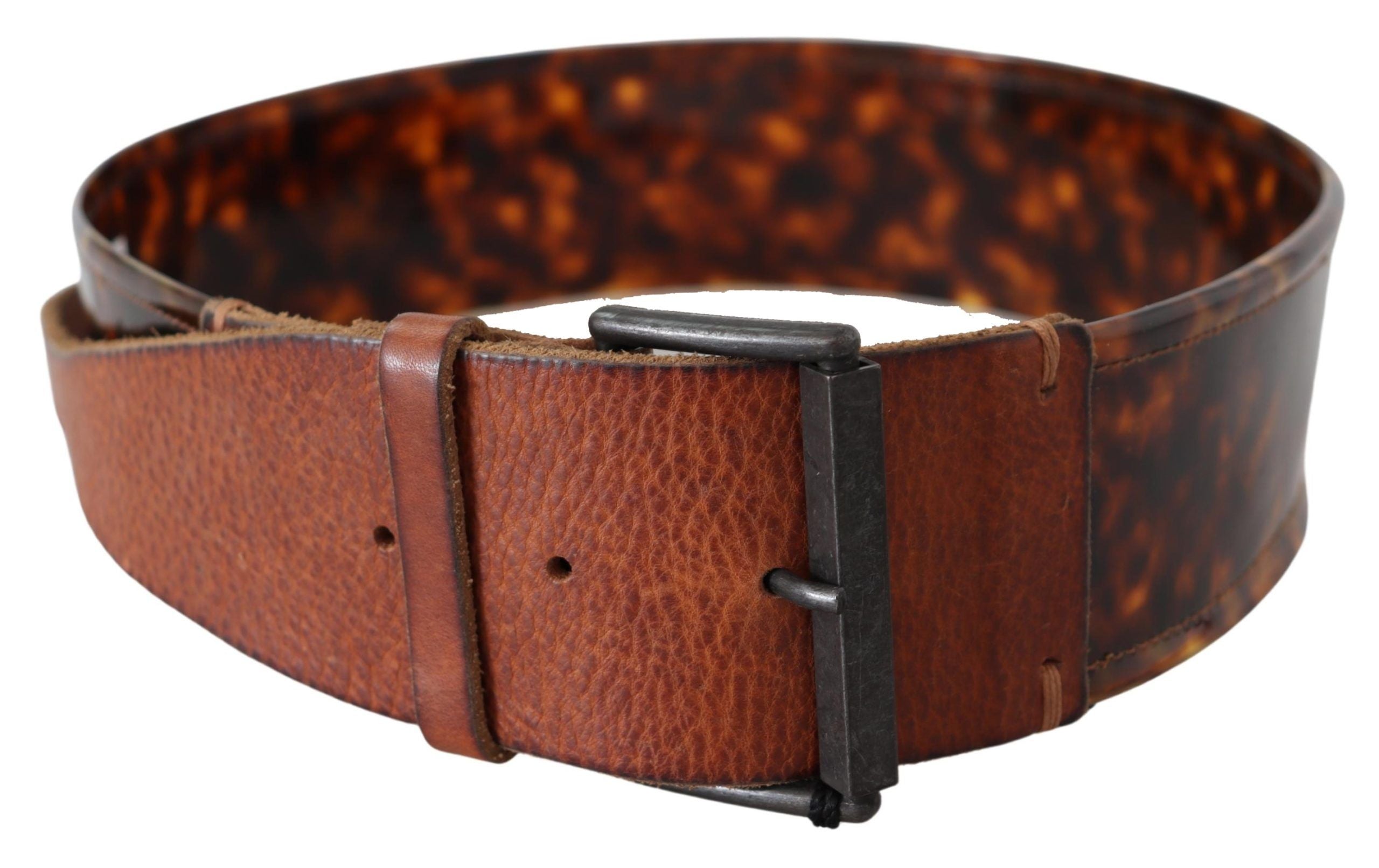 Ermanno Scervino Leather Wide Buckle Belt — Brown, view 2