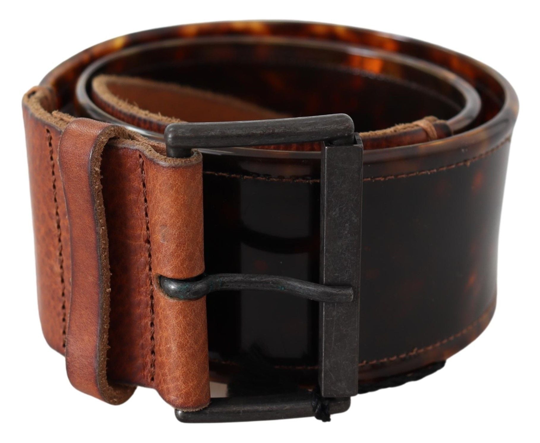 Ermanno Scervino Leather Wide Buckle Belt — Brown, view 3