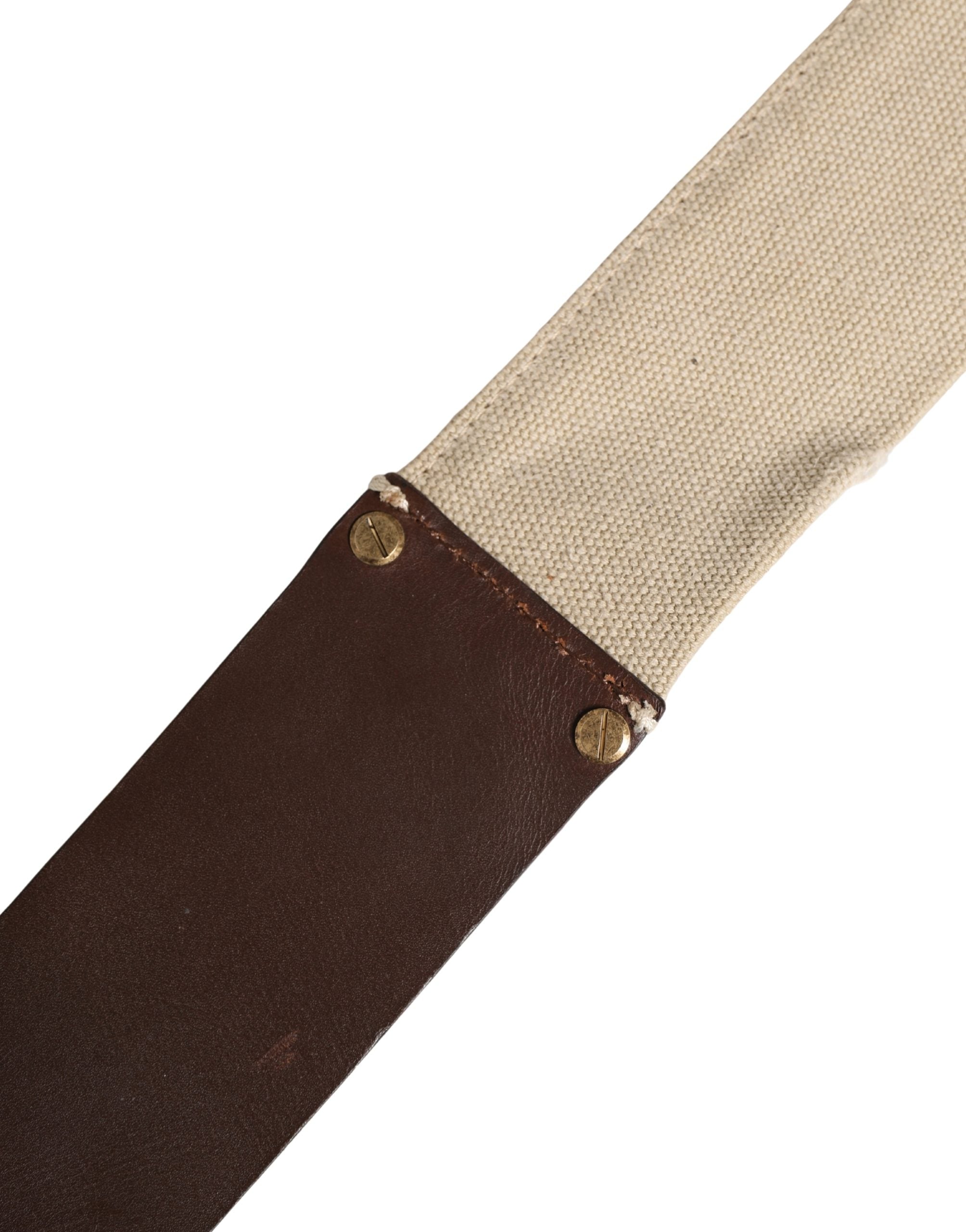 Ermanno Scervino Leather Canvas Metal Buckle Belt — Brown, view 6