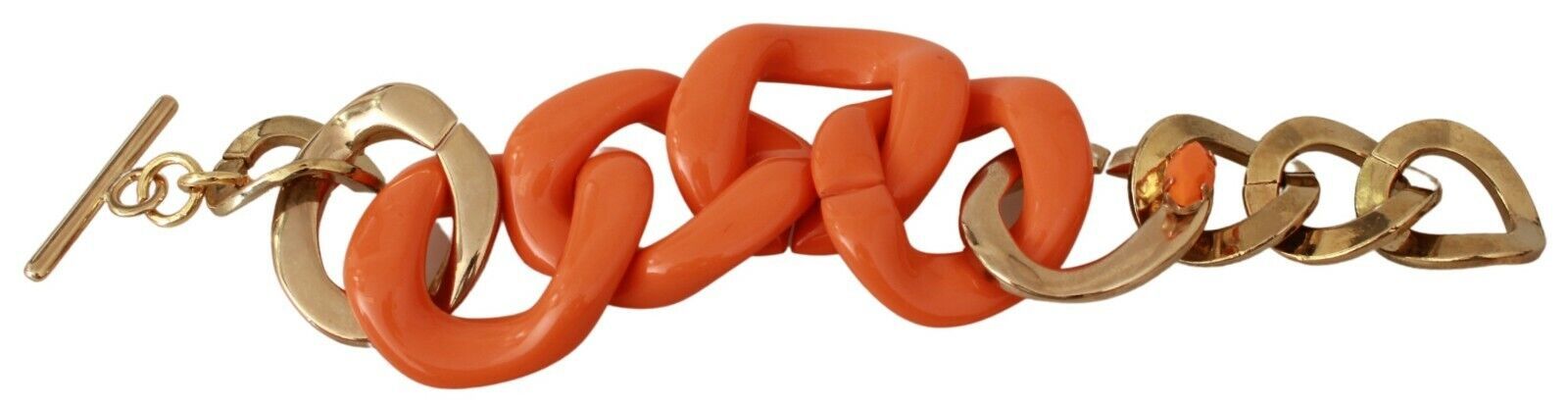 Ermanno Scervino Chain-Link Wide Strap Belt — Orange, view 2