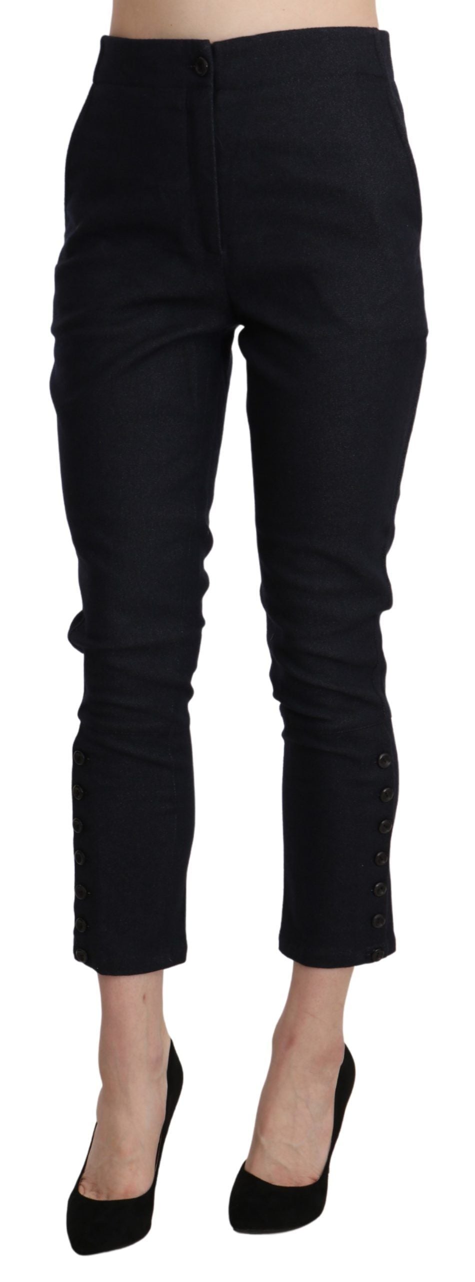 Ermanno Scervino High-Waist Cropped Cotton Bermudas — Black by Ermanno Scervino