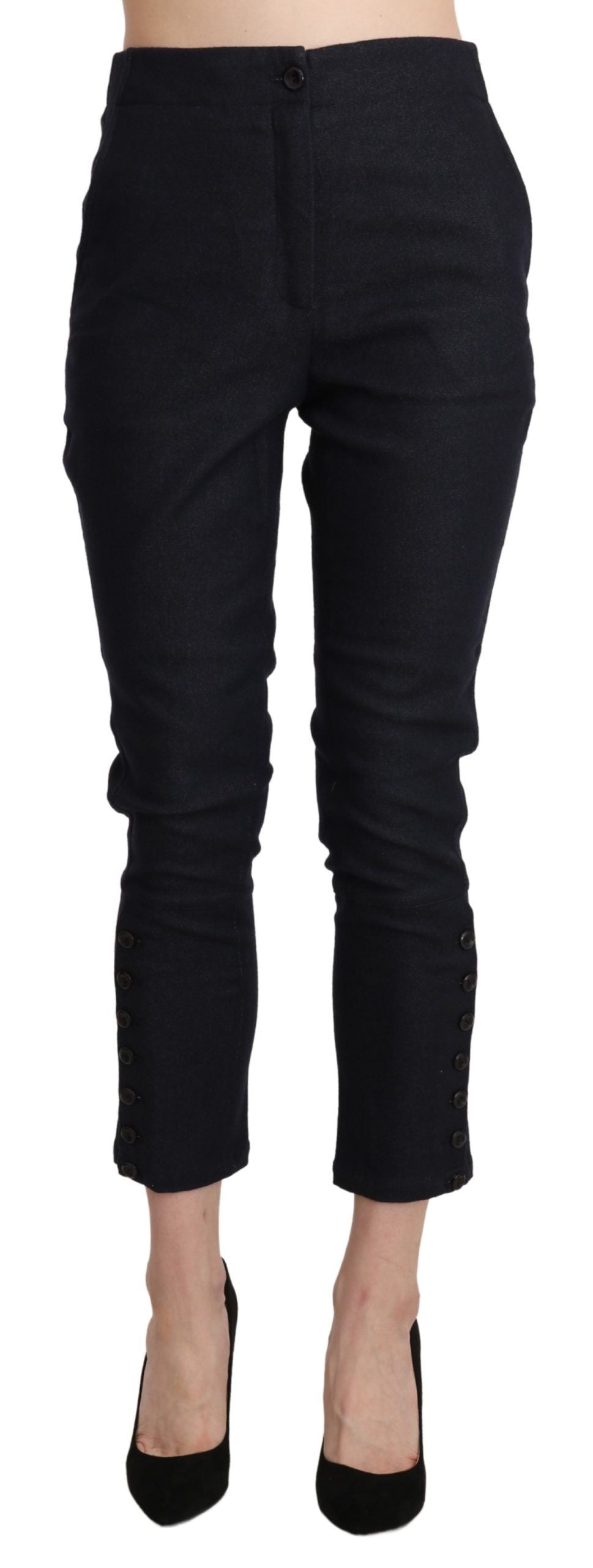 Ermanno Scervino High-Waist Cropped Cotton Bermudas — Black, view 3
