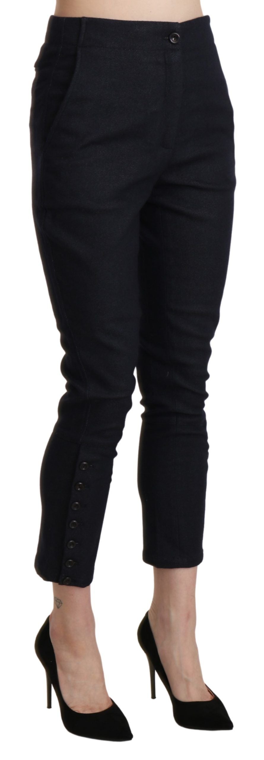Ermanno Scervino High-Waist Cropped Cotton Bermudas — Black, view 4
