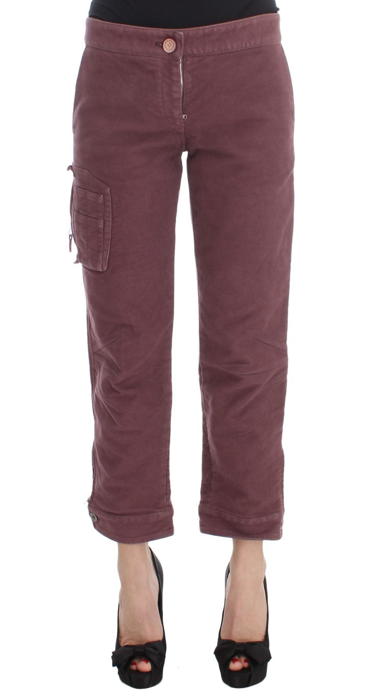 Ermanno Scervino Cotton Cropped Cargo Cargo Pants — Burgundy by Ermanno Scervino