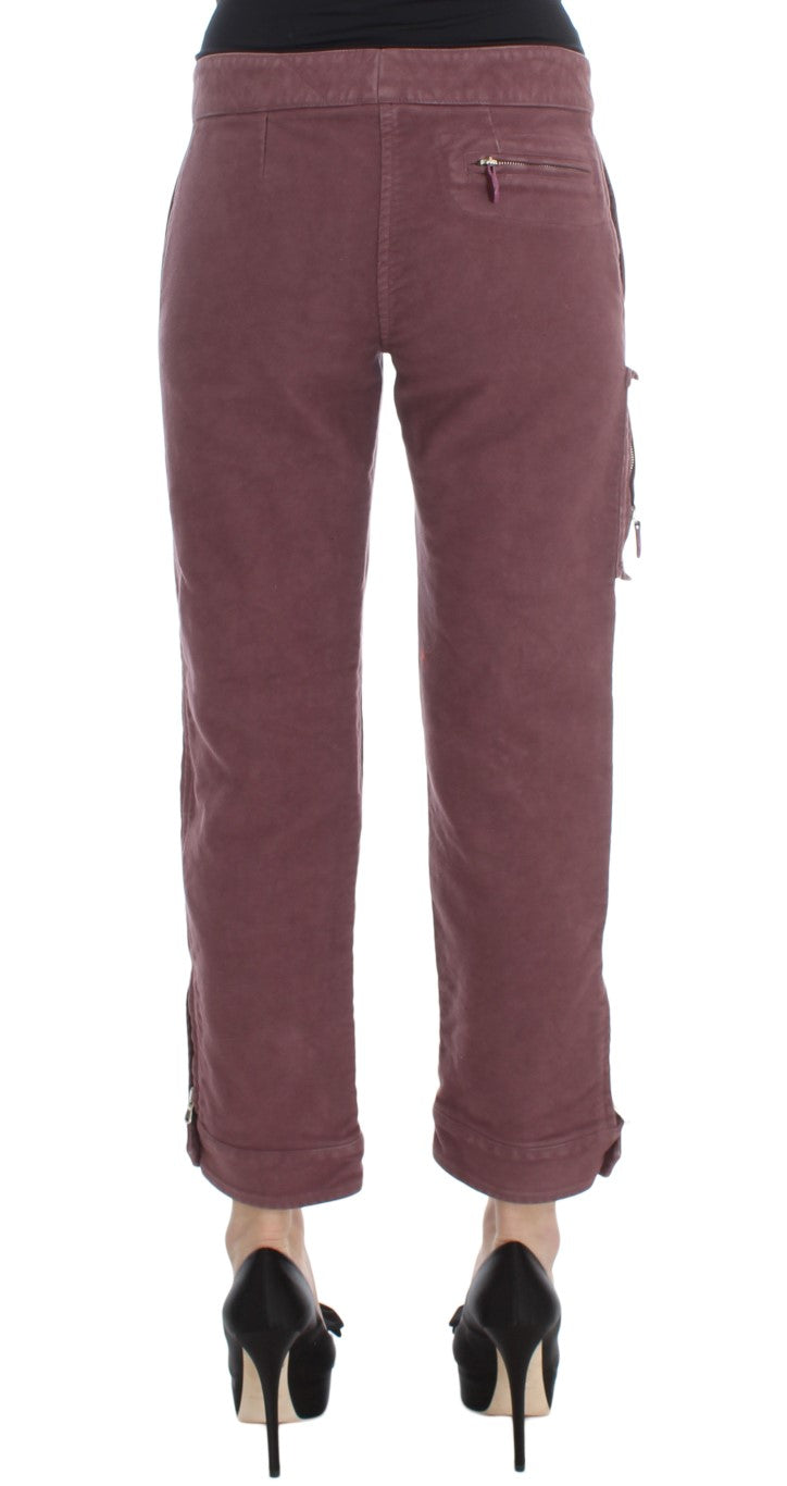 Ermanno Scervino Cotton Cropped Cargo Cargo Pants — Burgundy, view 3