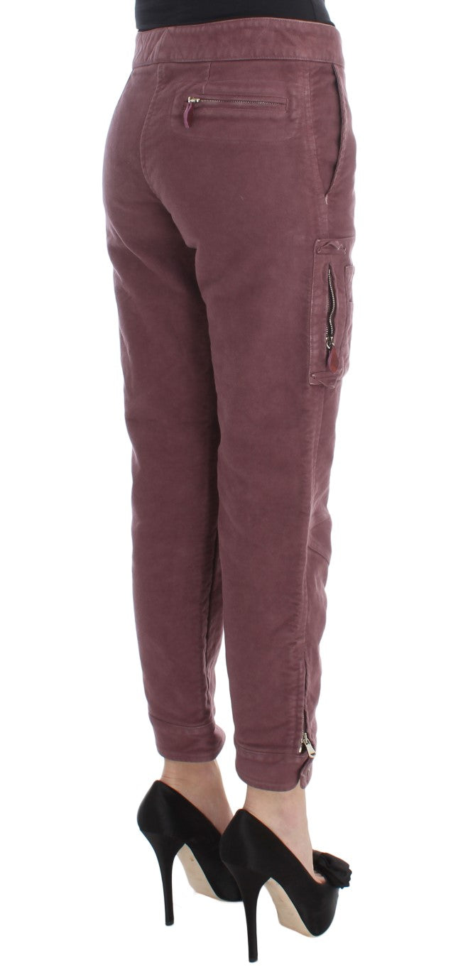 Ermanno Scervino Cotton Cropped Cargo Cargo Pants — Burgundy, view 4