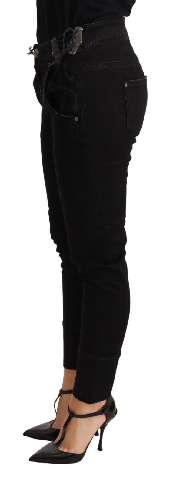 Ermanno Scervino Low-Waist Skinny Cotton Jeans — Black by Ermanno Scervino