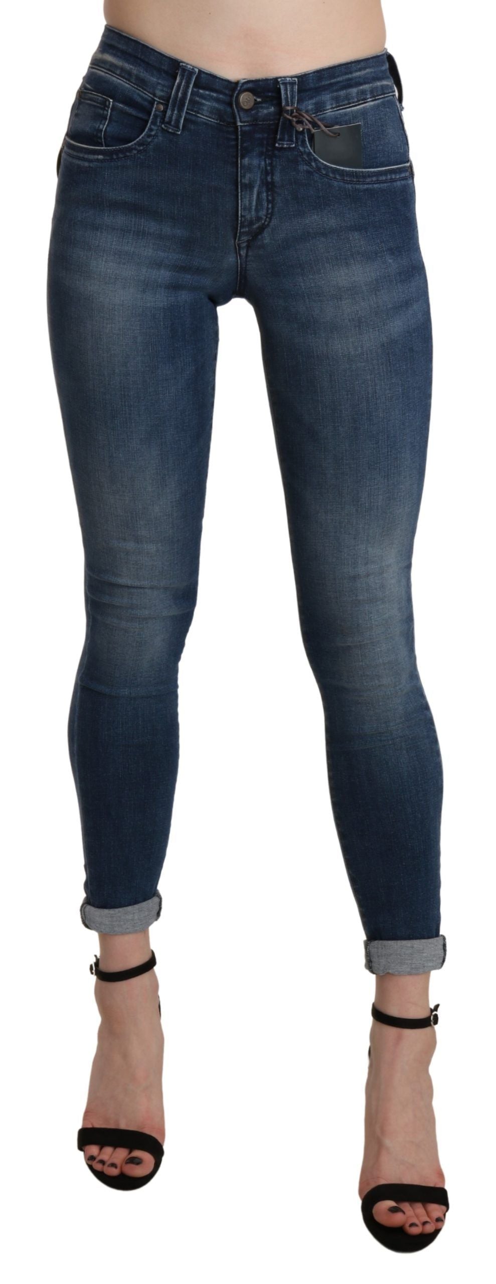 Ermanno Scervino High Waist Skinny Cropped Jeans — Blue, view 3