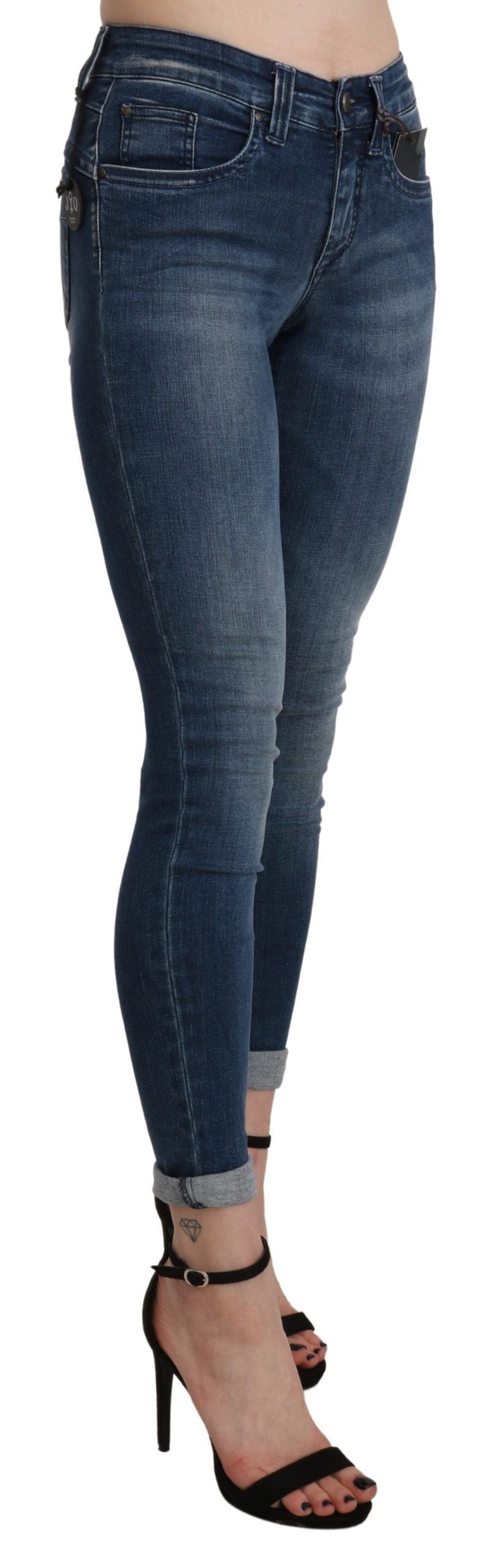 Ermanno Scervino High Waist Skinny Cropped Jeans — Blue, view 4