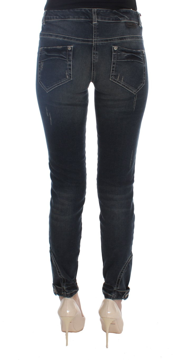 Ermanno Scervino Cotton-Blend Slim Fit Jeans — Blue, view 3