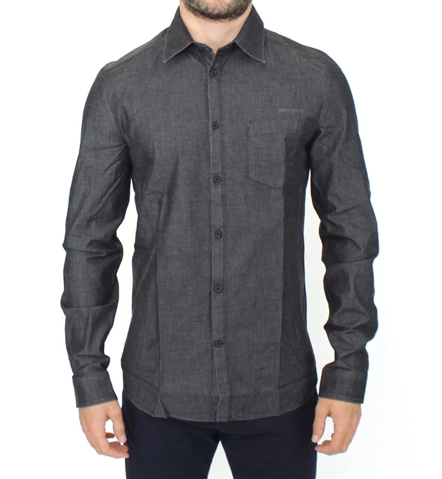 Ermanno Scervino Denim Cotton Stretch Shirt — Gray by Ermanno Scervino