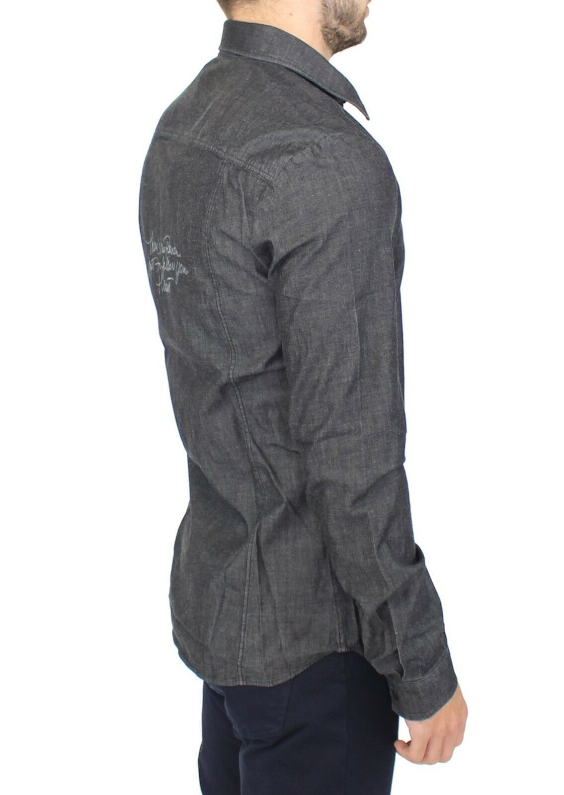 Ermanno Scervino Denim Cotton Stretch Shirt — Gray, view 4