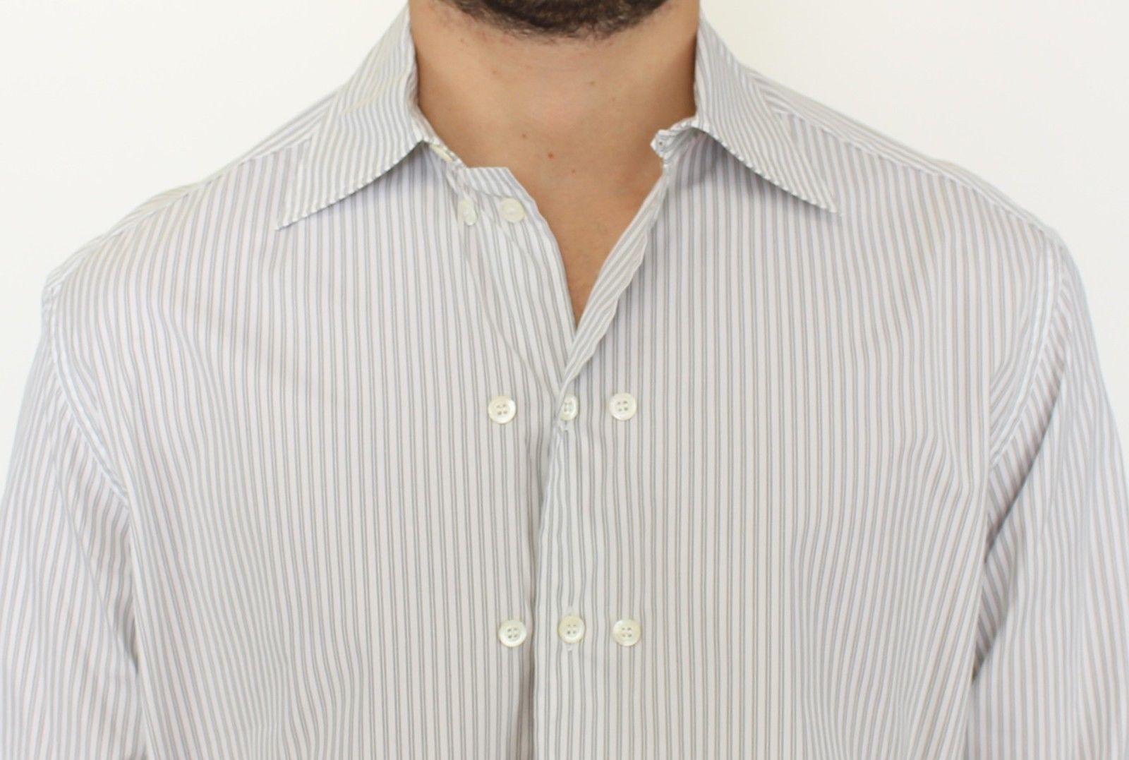 Ermanno Scervino Striped Cotton Shirt — White, view 4